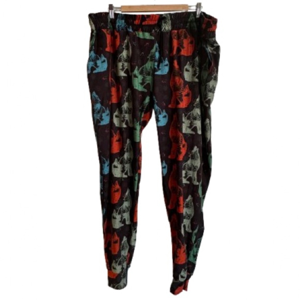Men's Black Graphic Jogger Pants with Multicolor Print